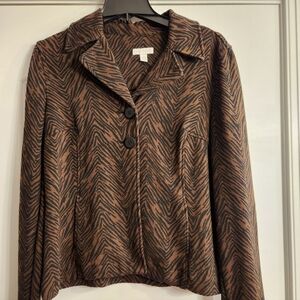 Charter Club Size Large Brown and Black Animal Print Blazer